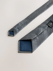 NEXT | Neutral Wide Silk Tie With Tie Clip