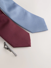NEXT | Burgundy and Blue Textured Clip Ties 2 Pack