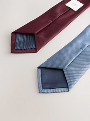 NEXT | Burgundy and Blue Textured Clip Ties 2 Pack