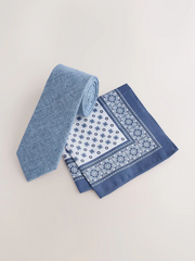 NEXT | Blue Wide Tie and Pocket Square Set