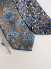 NEXT | Brown/Navy Design Ties And Clips 2 Pack