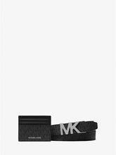 MICHAEL KORS| SIGNATURE LOGO CARD CASE AND BELT GIFT SET