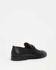 RIVER ISLAND | BLACK WIDE FIT SNAFFLE DETAIL LEATHER LOAFERS
