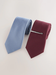 NEXT | Burgundy and Blue Textured Clip Ties 2 Pack