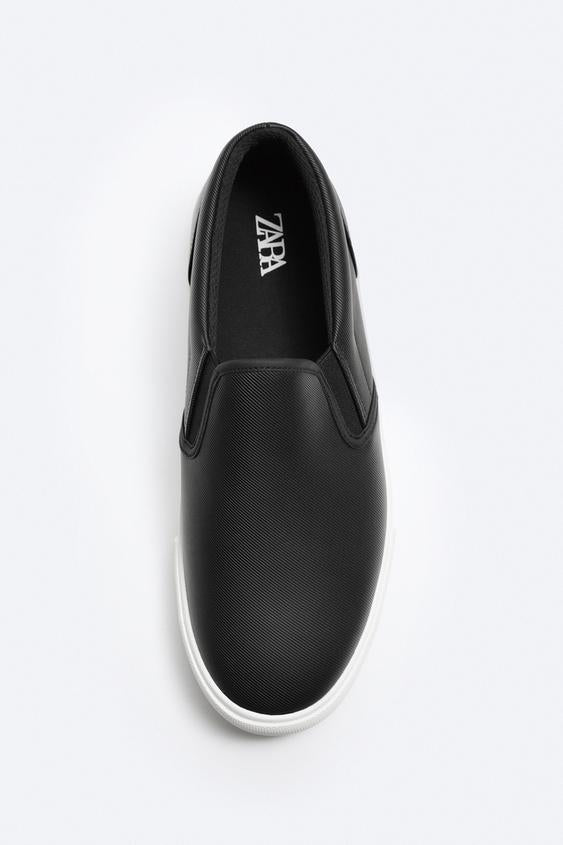 ZARA | EMBOSSED LACELESS SNEAKERS