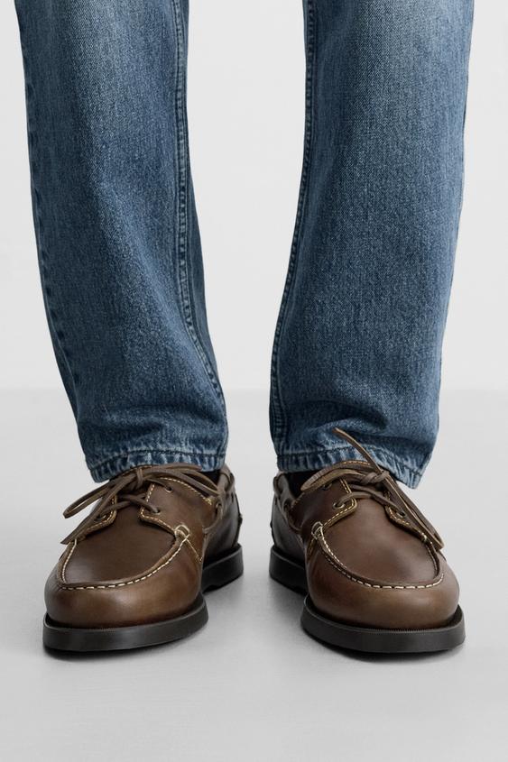 ZARA | LEATHER DECK SHOES