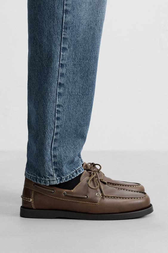 ZARA | LEATHER DECK SHOES