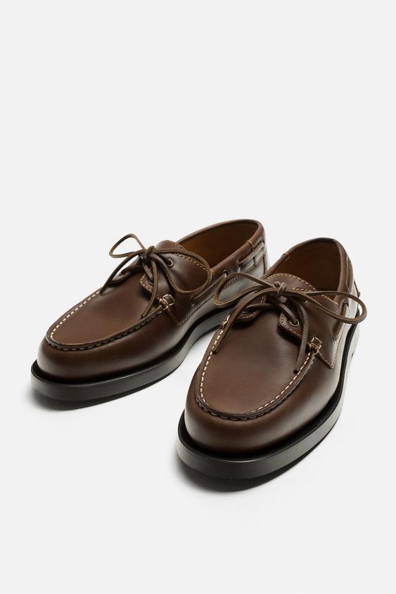 ZARA | LEATHER DECK SHOES