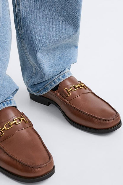 ZARA | LEATHER LOAFERS WITH APPLIQUÉ