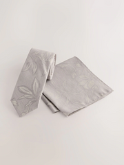 NEXT | Grey Floral Tie and Pocket Square Set