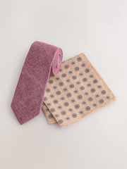 NEXT | Red/Cream Wide Tie and Pocket Square Set
