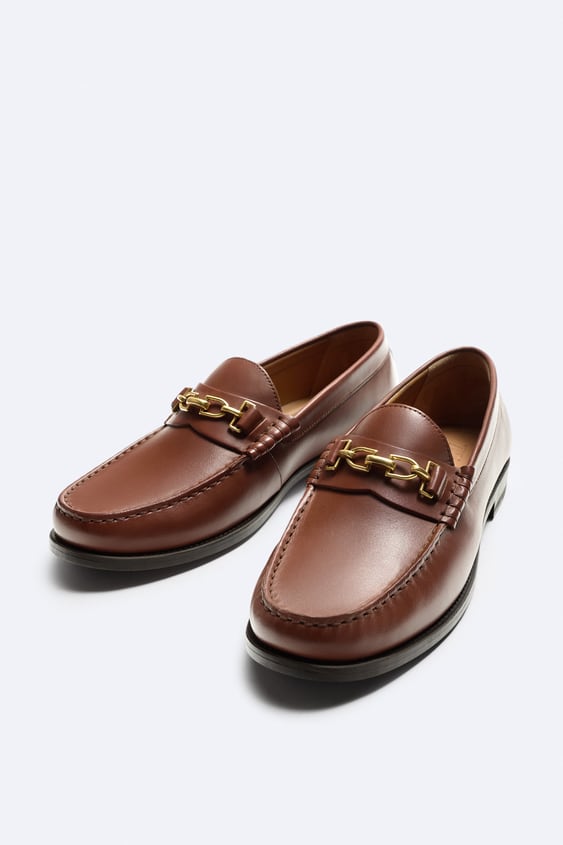 ZARA | LEATHER LOAFERS WITH APPLIQUÉ