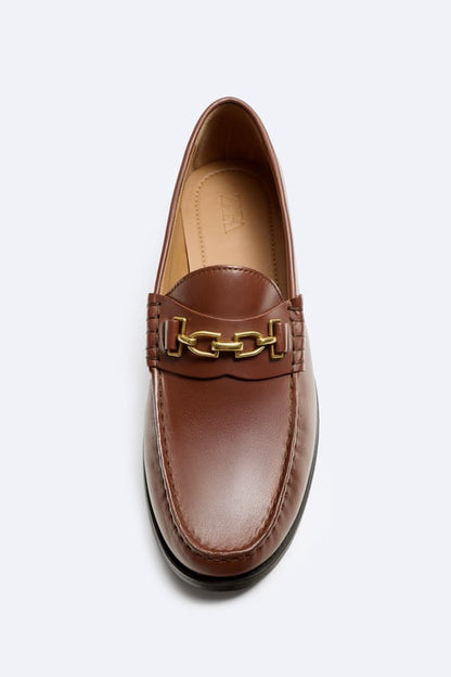 ZARA | LEATHER LOAFERS WITH APPLIQUÉ