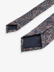 NEXT | Neutral Brown/Blue Paisley Slim Design Tie And Clip
