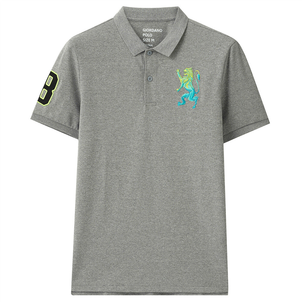 GIORDANO | MEN COTTON LYCRA 3D BOLD LION POLO