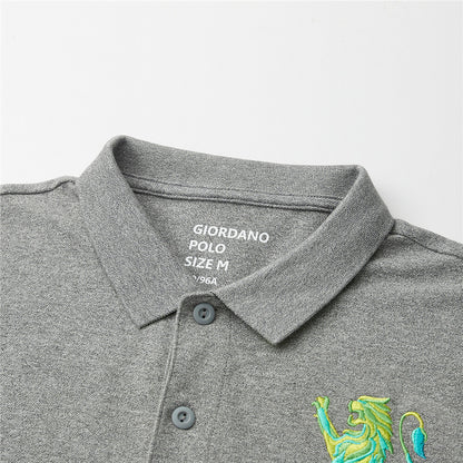 GIORDANO | MEN COTTON LYCRA 3D BOLD LION POLO