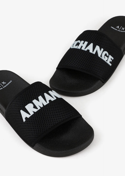 ARMANI EXCHANGE | MESH LOGO SLIP-ON SLIDE