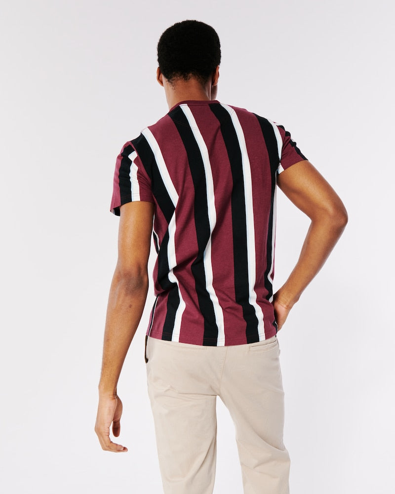 HOLLISTER | VERTICAL STRIPE EMBROIDERED GRAPHIC TEE
