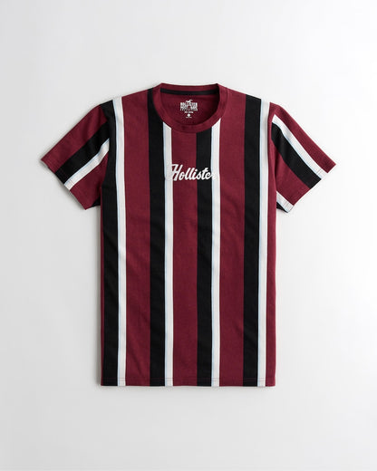 HOLLISTER | VERTICAL STRIPE EMBROIDERED GRAPHIC TEE