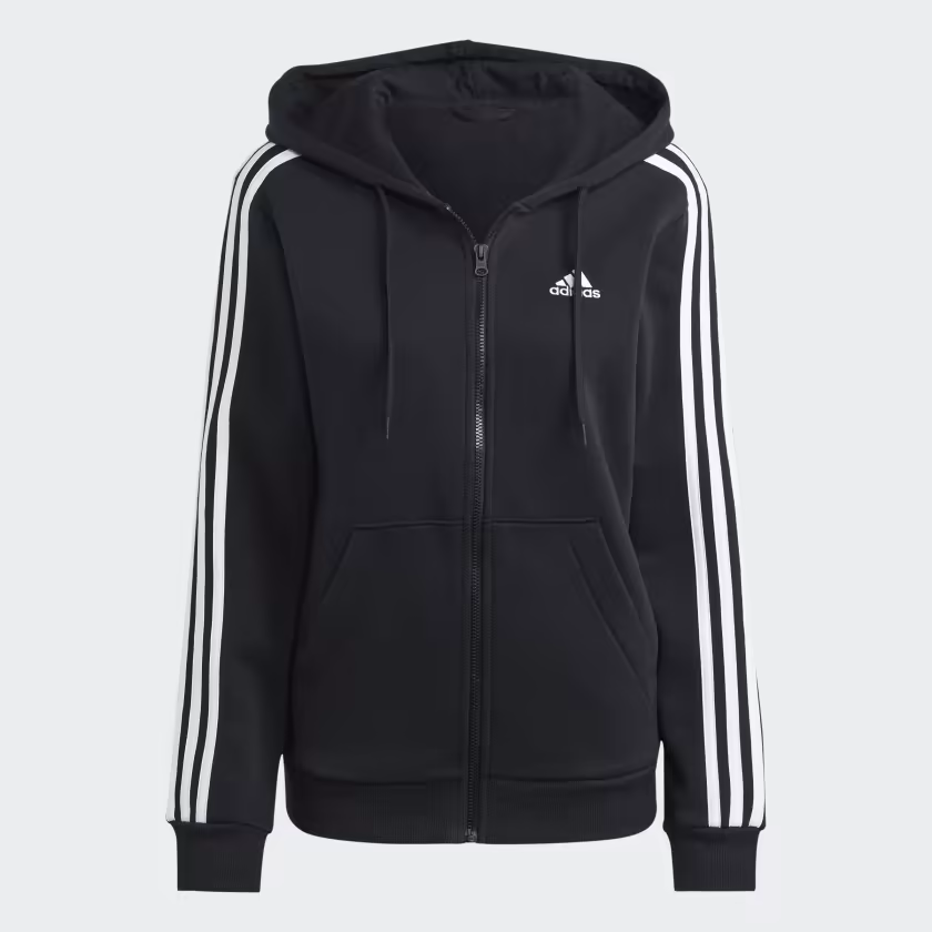 ADIDAS | ESSENTIALS 3-STRIPES FULL-ZIP FLEECE HOODIE