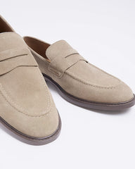 RIVER ISLAND | STONE SUEDE PENNY LOAFERS