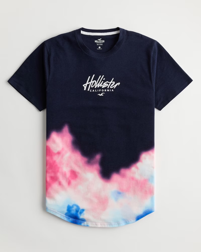 HOLLISTER WASH EFFECT PRINT LOGO GRAPHIC TEE The Real Robe